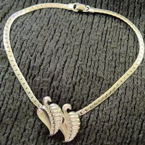 Vintage Coro 15" Silver Tone Leaf Necklace - image 1